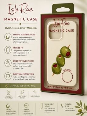 Isla Rae Magnetic Case with Olive Design iPhone 16 Pro Max